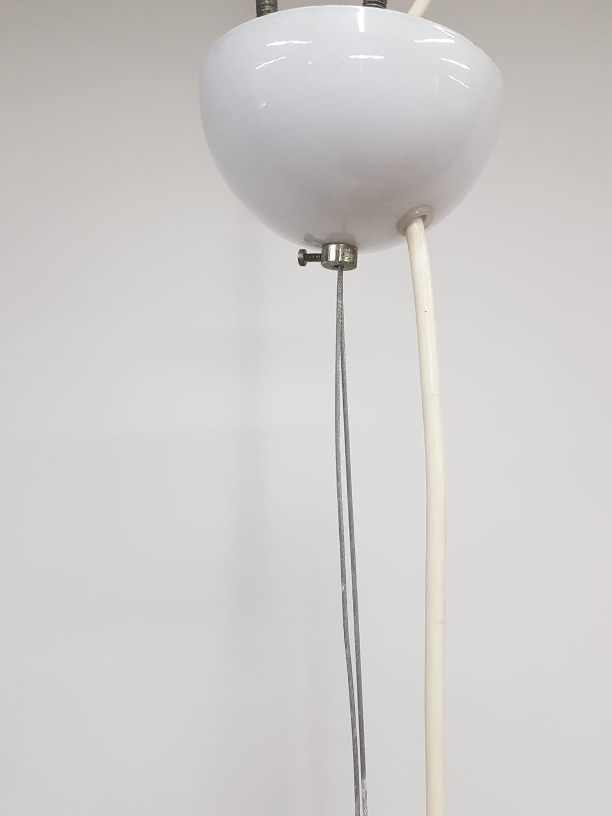 Murano pendant lamp, white black, glass, vintage, Italy - 350334