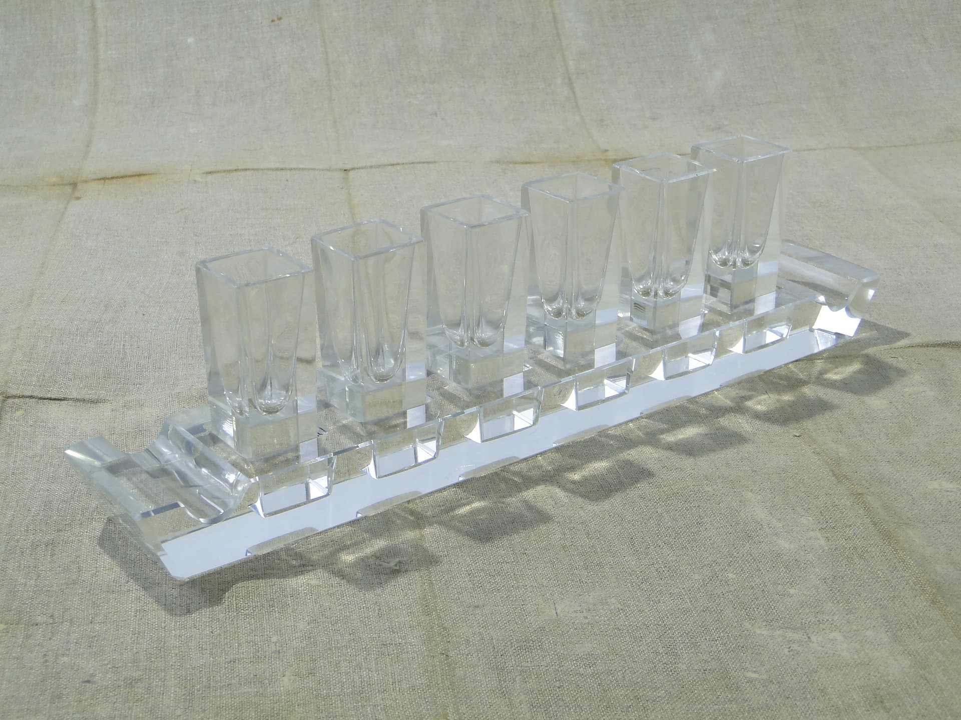 Liqueur Set Wschód, transparent crystal, Huta Niemen, Poland, 1930s - 350358