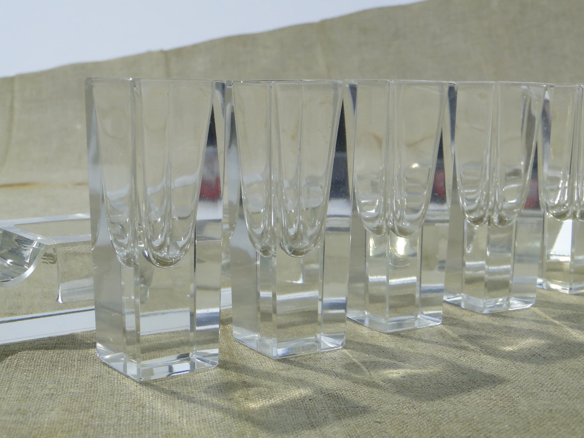 Liqueur Set Wschód, transparent crystal, Huta Niemen, Poland, 1930s - 350349