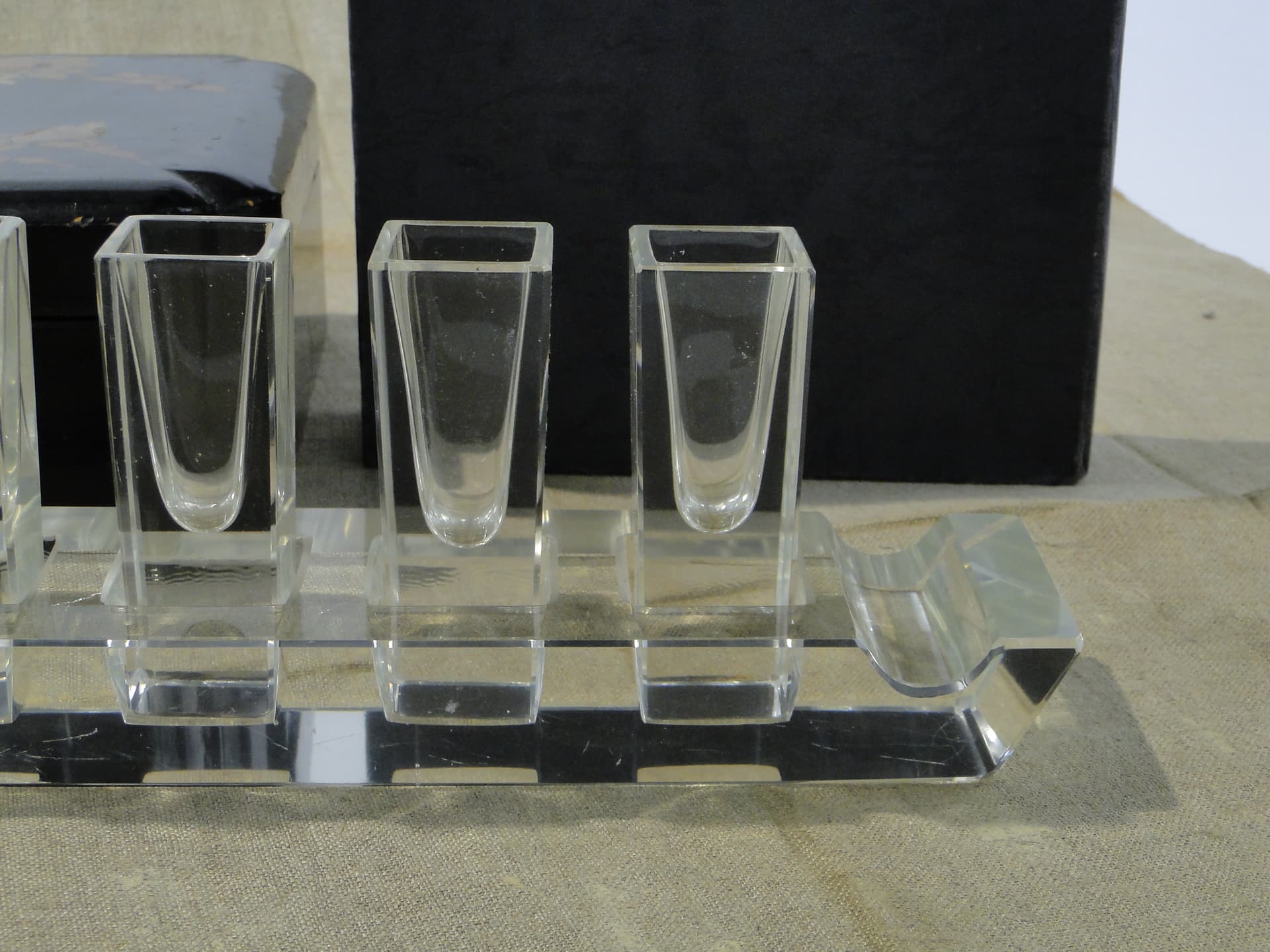 Liqueur Set Wschód, transparent crystal, Huta Niemen, Poland, 1930s - 350352