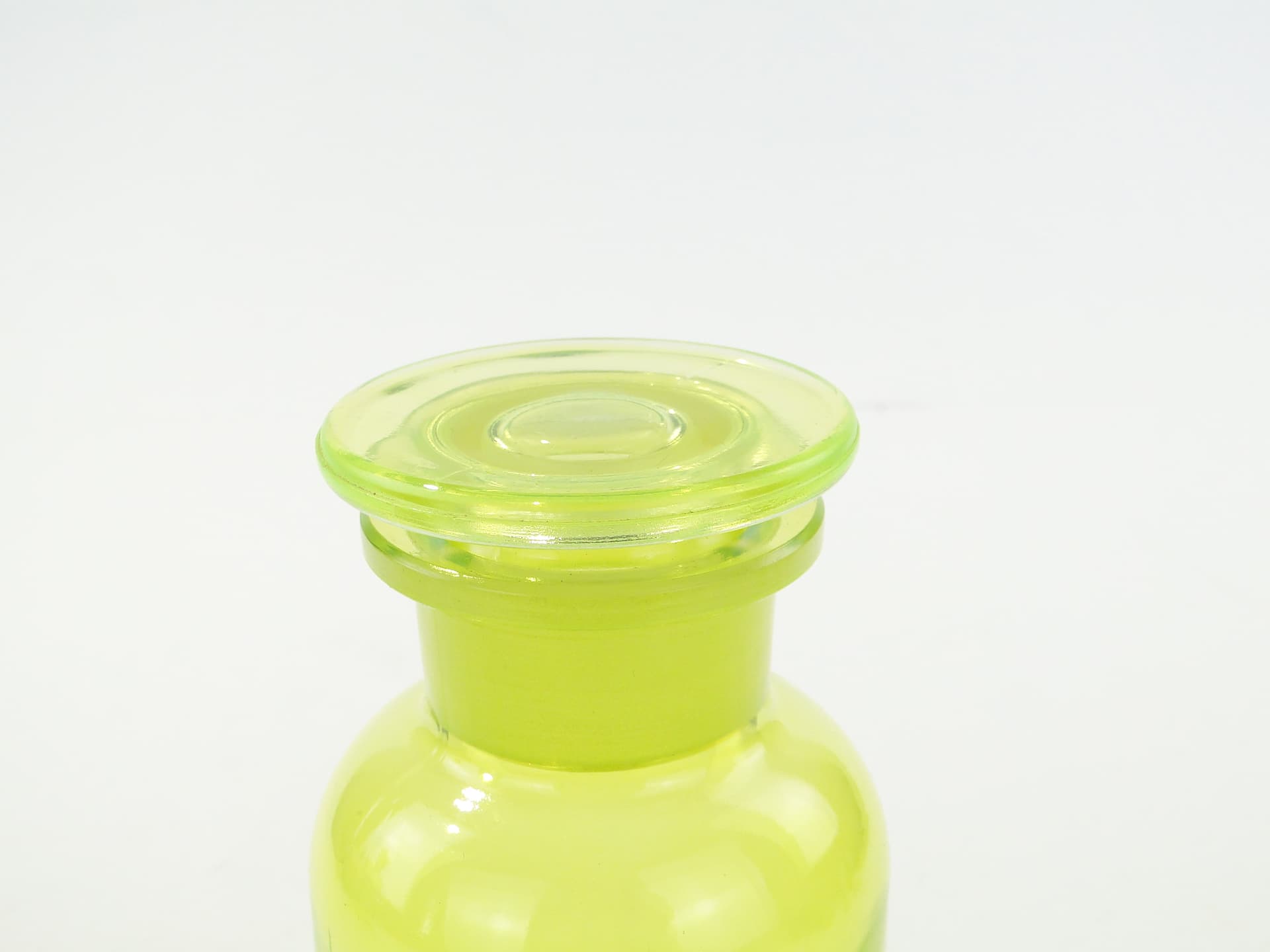 Apothecary bottle, uranium glass green-yellow, Czechoslovakia, 1920s - 350411