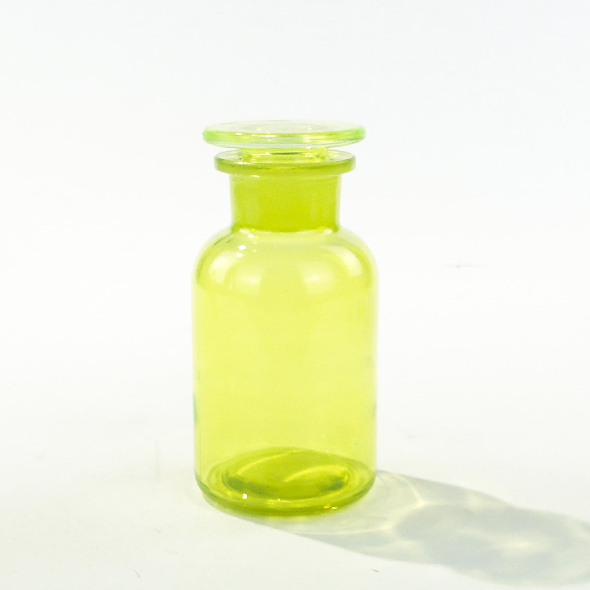 Apothecary bottle, uranium glass green-yellow, Czechoslovakia, 1920s