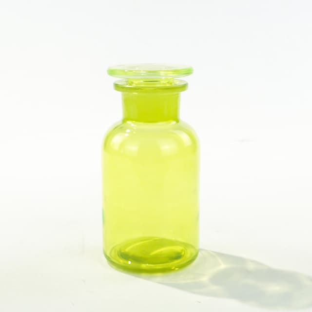 Apothecary bottle, uranium glass green-yellow, Czechoslovakia, 1920s - DIMENSION