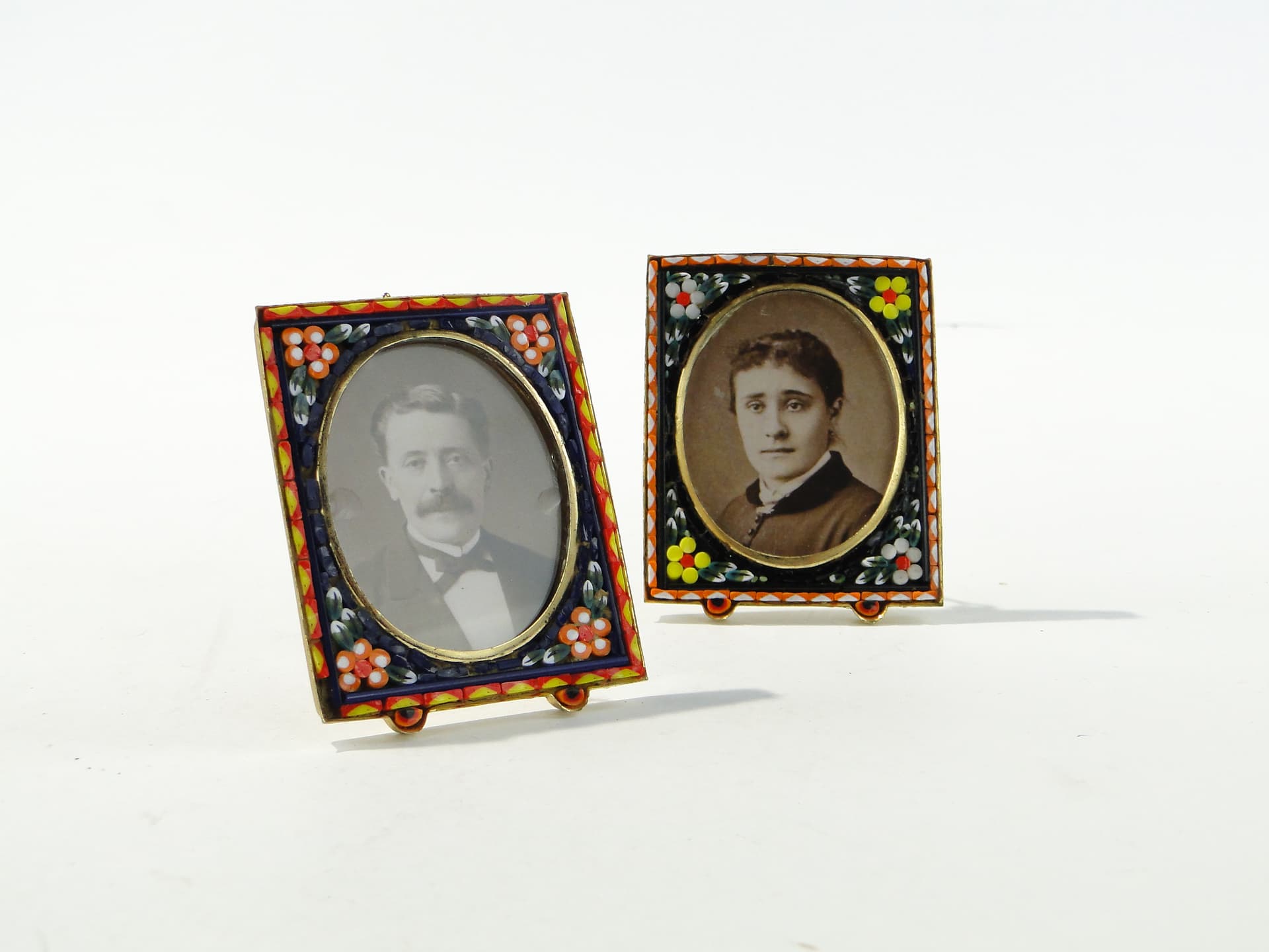 Photo Frame Millefiori, black, glass, brass, Italy, early 20th century - 350493
