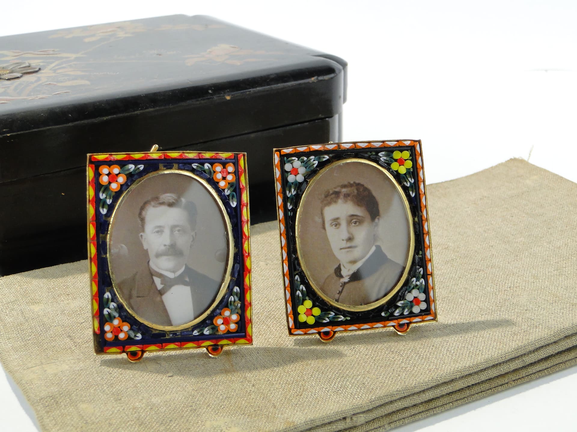 Picture Frame Millefiori, multicolour glass, gold brass, Italy, early 20th c. - 350504
