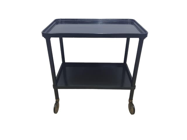 Bar cart, vintage Austria 1930s, black wood, gold metal - DIMENSION