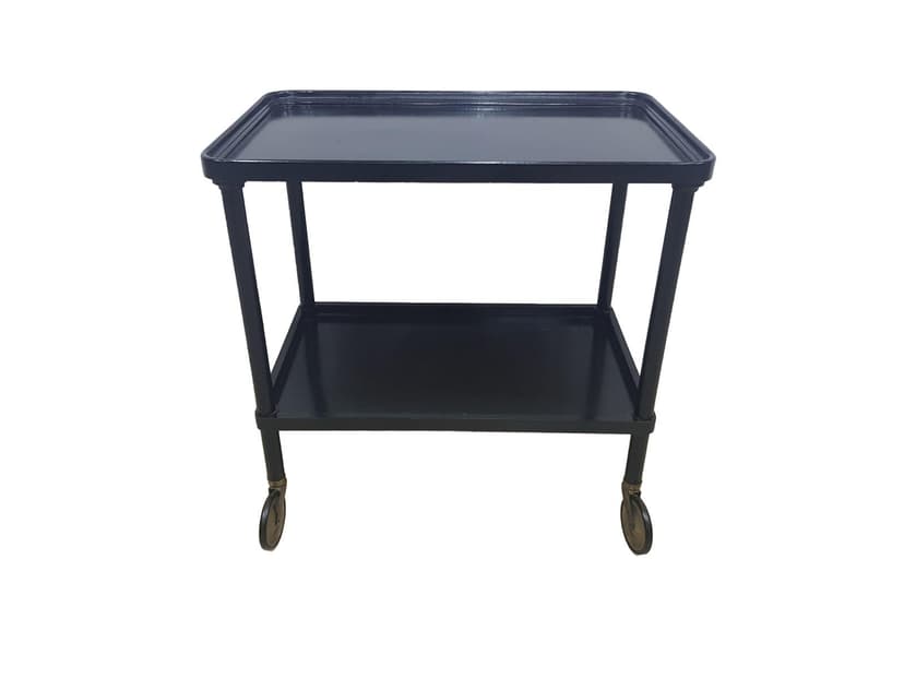 Bar cart, vintage Austria 1930s, black wood, gold metal