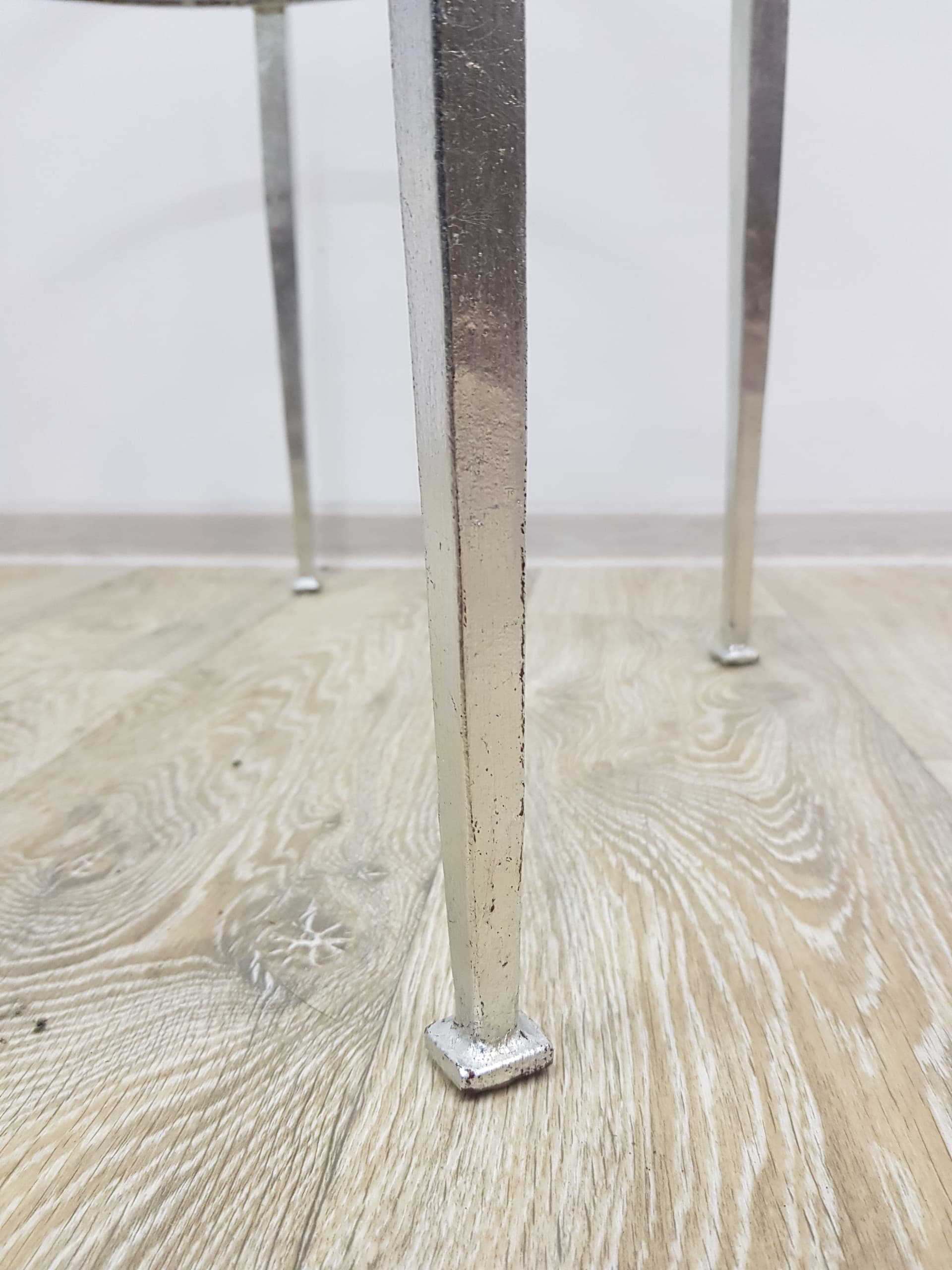 Coffee table, vintage, metal silver, glass transparent - 350561