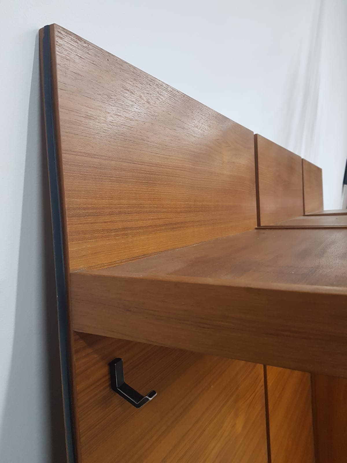 Mid-Century modular hallway set, teak brown, metal black - 350584