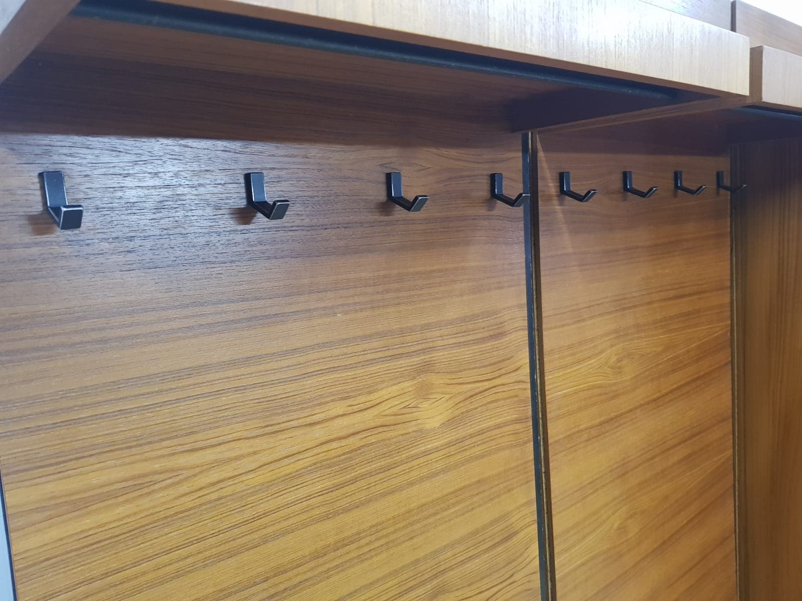 Mid-Century modular hallway set, teak brown, metal black - 350572