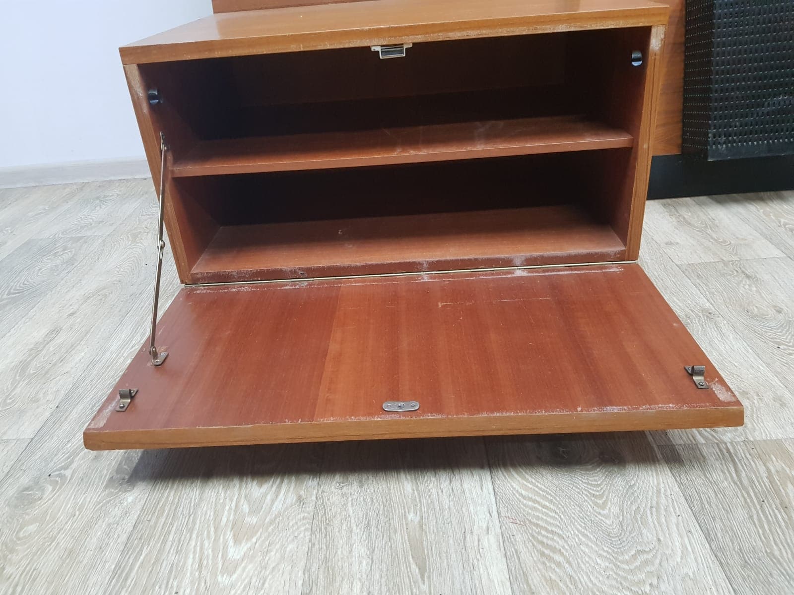 Mid-Century modular hallway set, teak brown, metal black - 350575