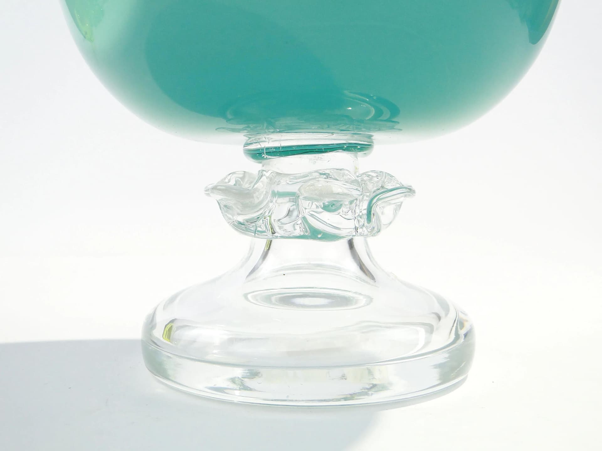 Vase turquoise transparent, glass, by J. Słuczan-Orkusz, Poland, 1970s. - 350604