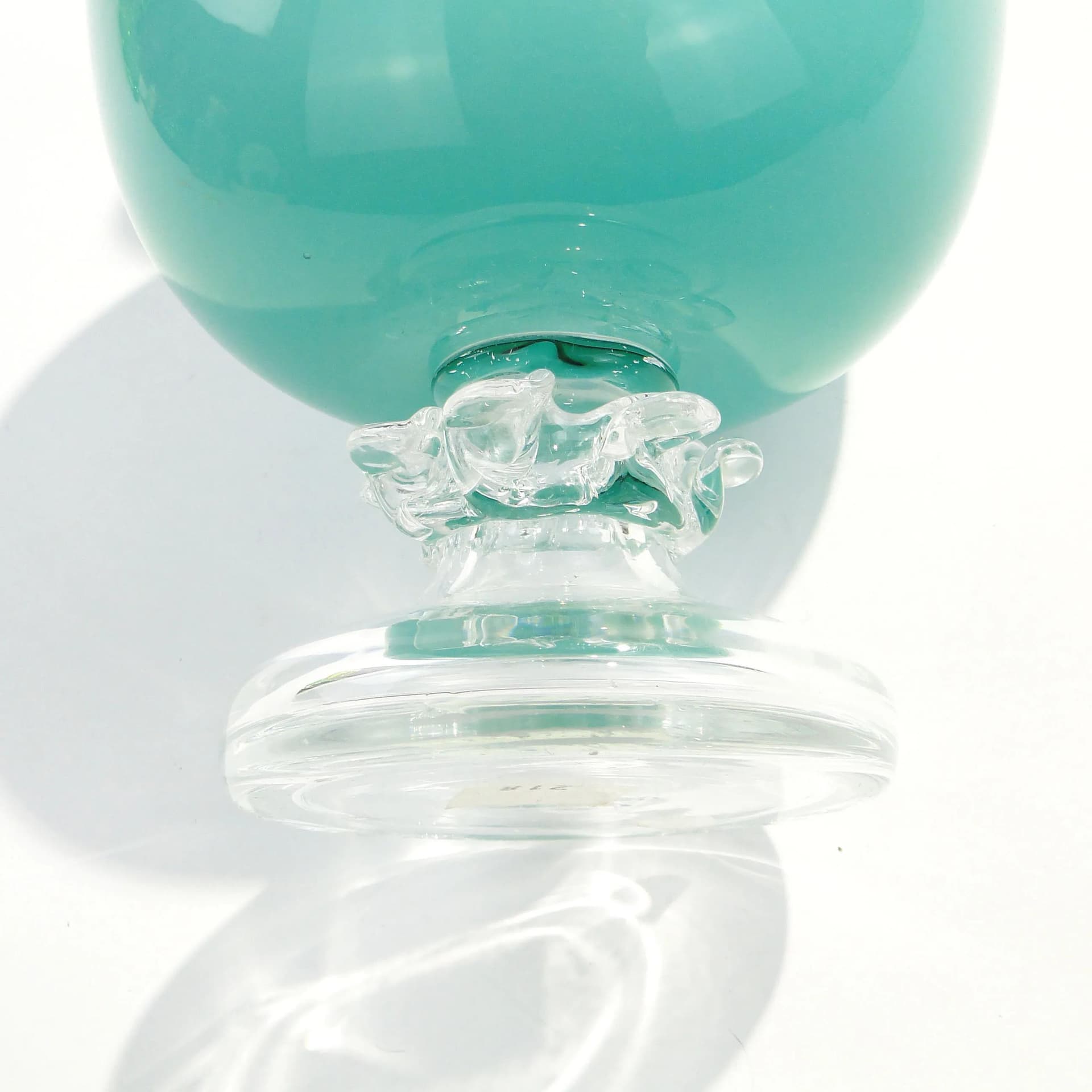 Vase turquoise transparent, glass, by J. Słuczan-Orkusz, Poland, 1970s. - 350607
