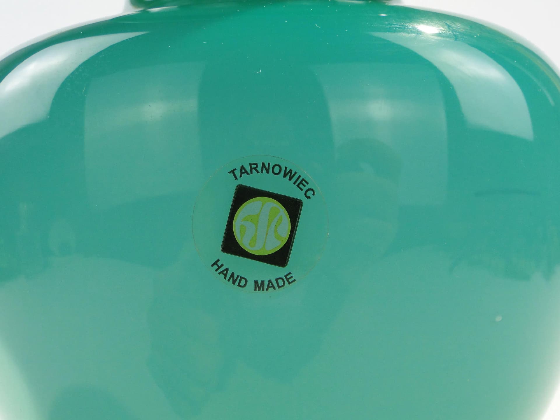 Vase turquoise transparent, glass, by J. Słuczan-Orkusz, Poland, 1970s. - 350601