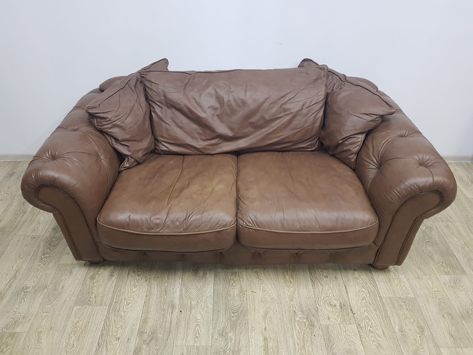 Chesterfield sofa, brown, genuine leather - 350625