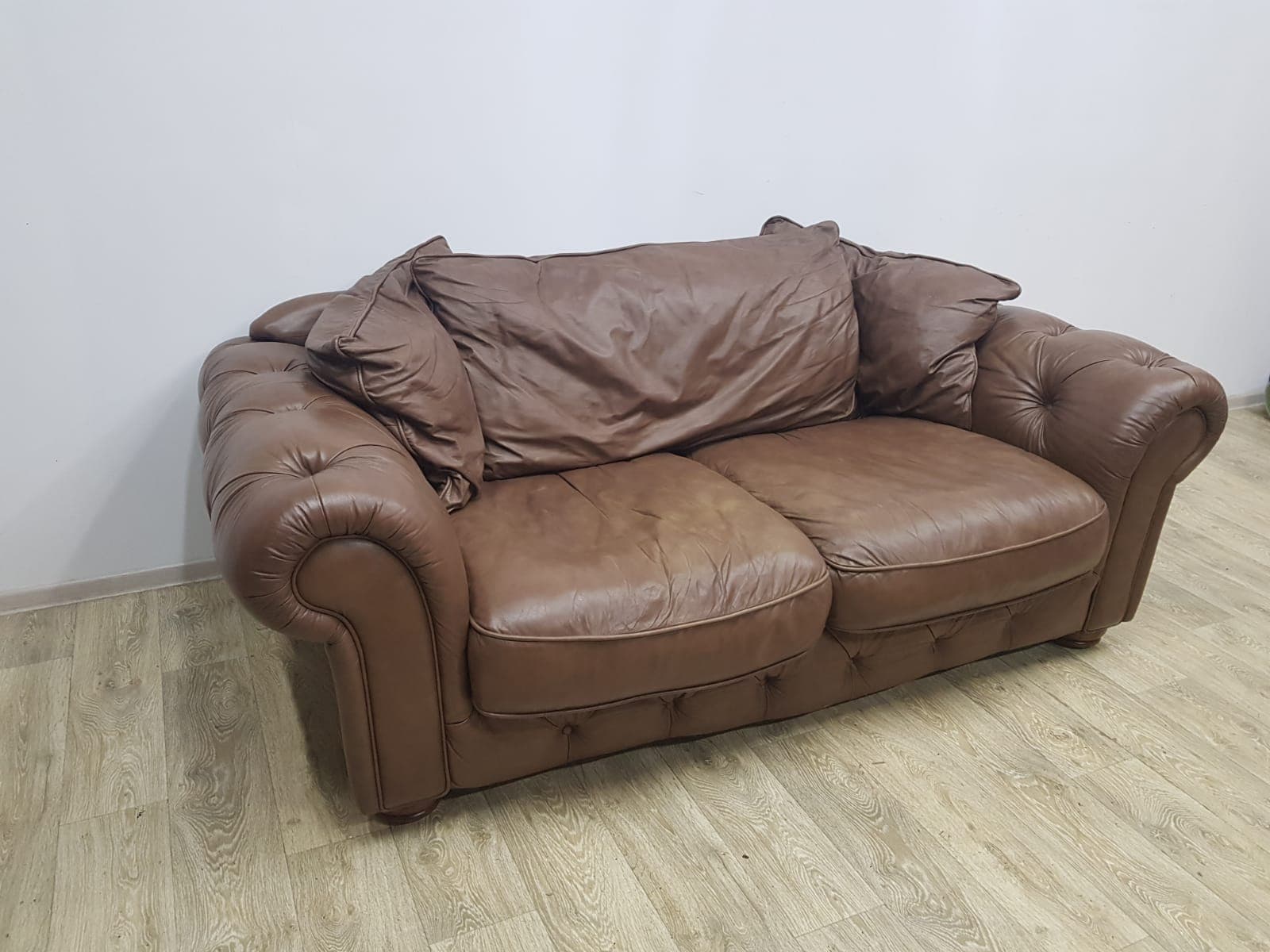 Chesterfield sofa, brown, genuine leather - 350628