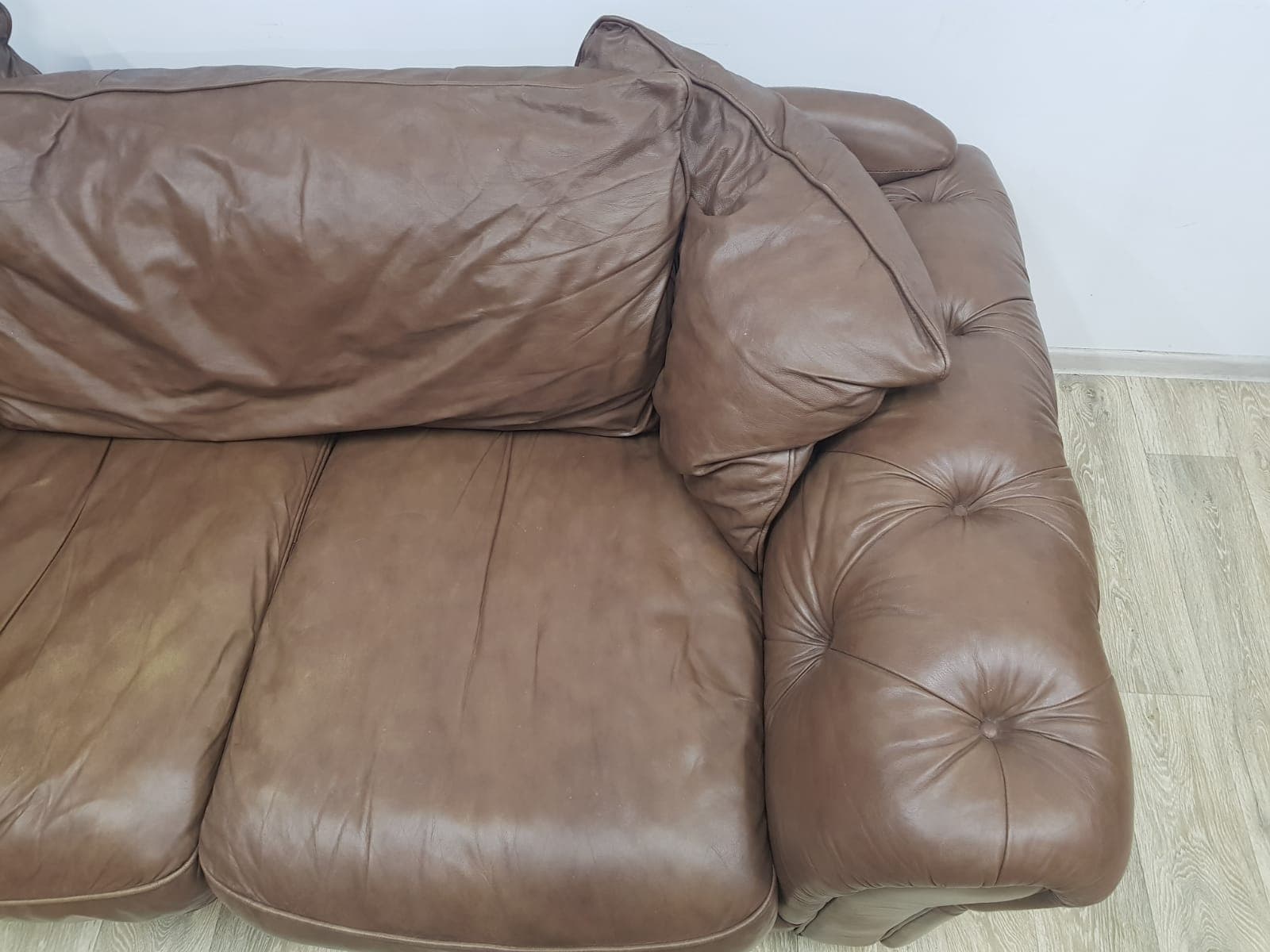 Chesterfield sofa, brown, genuine leather - 350624