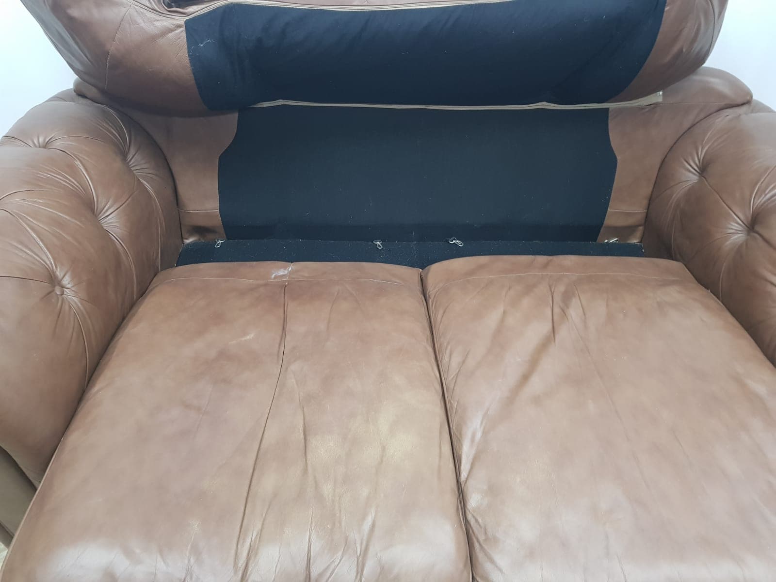 Chesterfield sofa, brown, genuine leather - 350633