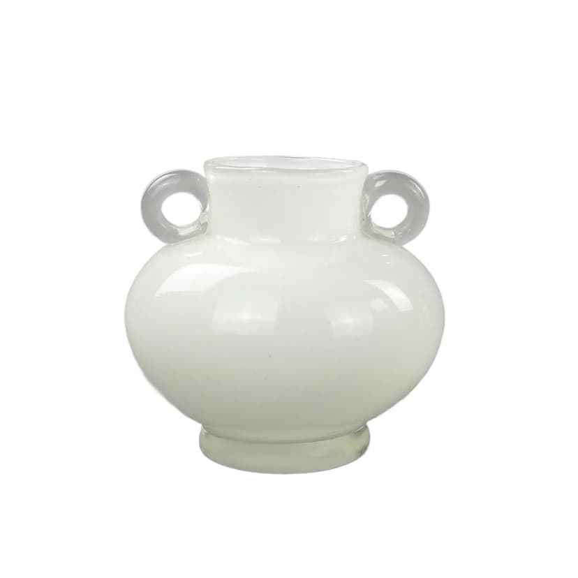 Vase T5N, white transparent, glass, by J. Słuczan-Orkusz, Poland, 1970s.