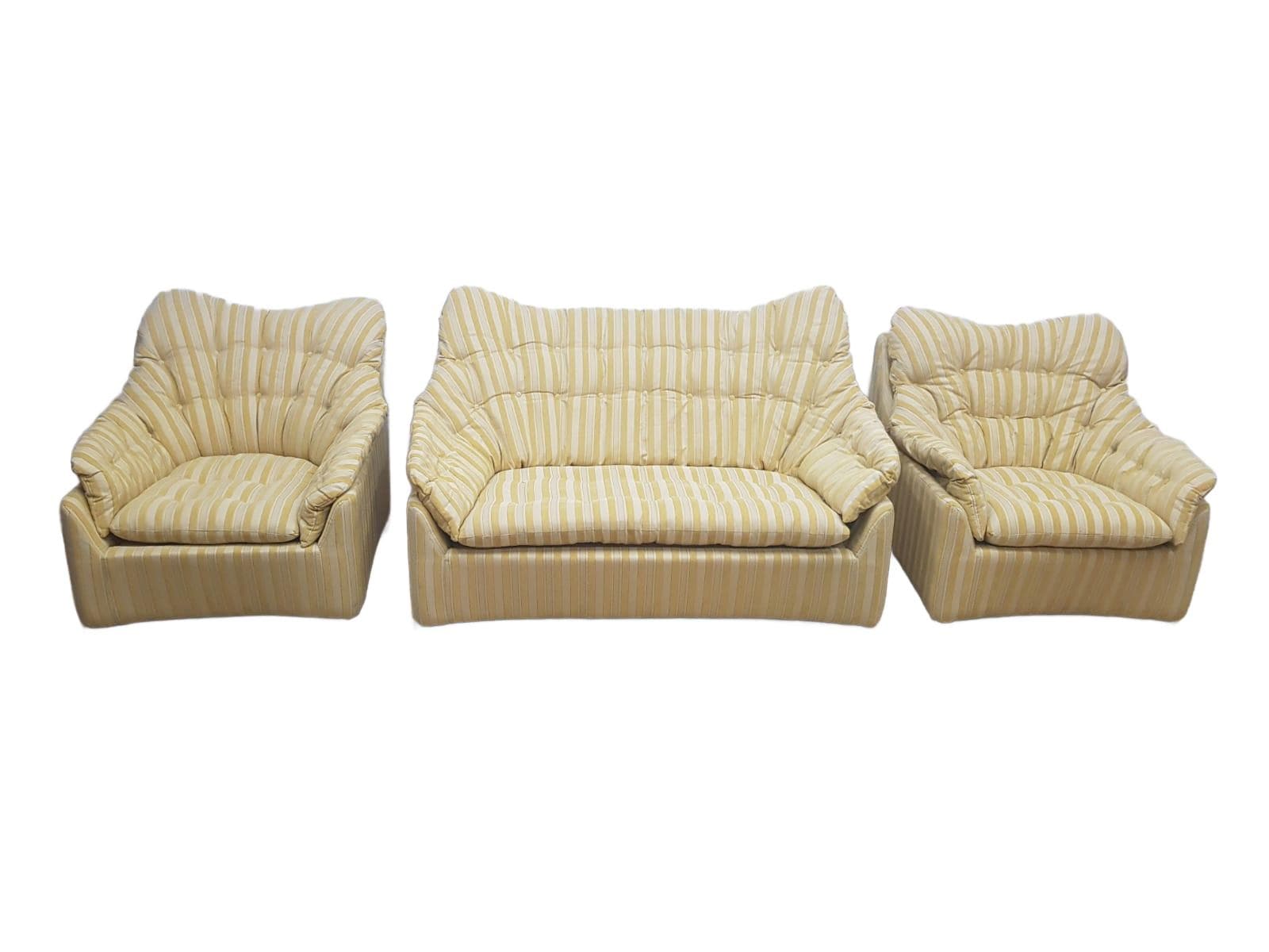 Space Age lounge set, beige yellow, synthetic fabric, Germany, 1960s