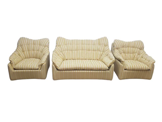 Space Age lounge set, beige yellow, synthetic fabric, Germany, 1960s - DIMENSION