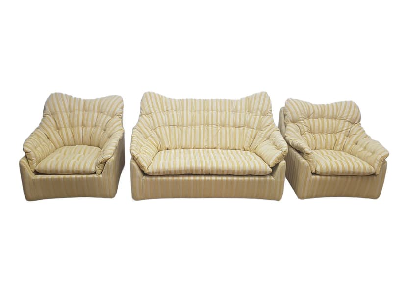 Space Age lounge set, beige yellow, synthetic fabric, Germany, 1960s