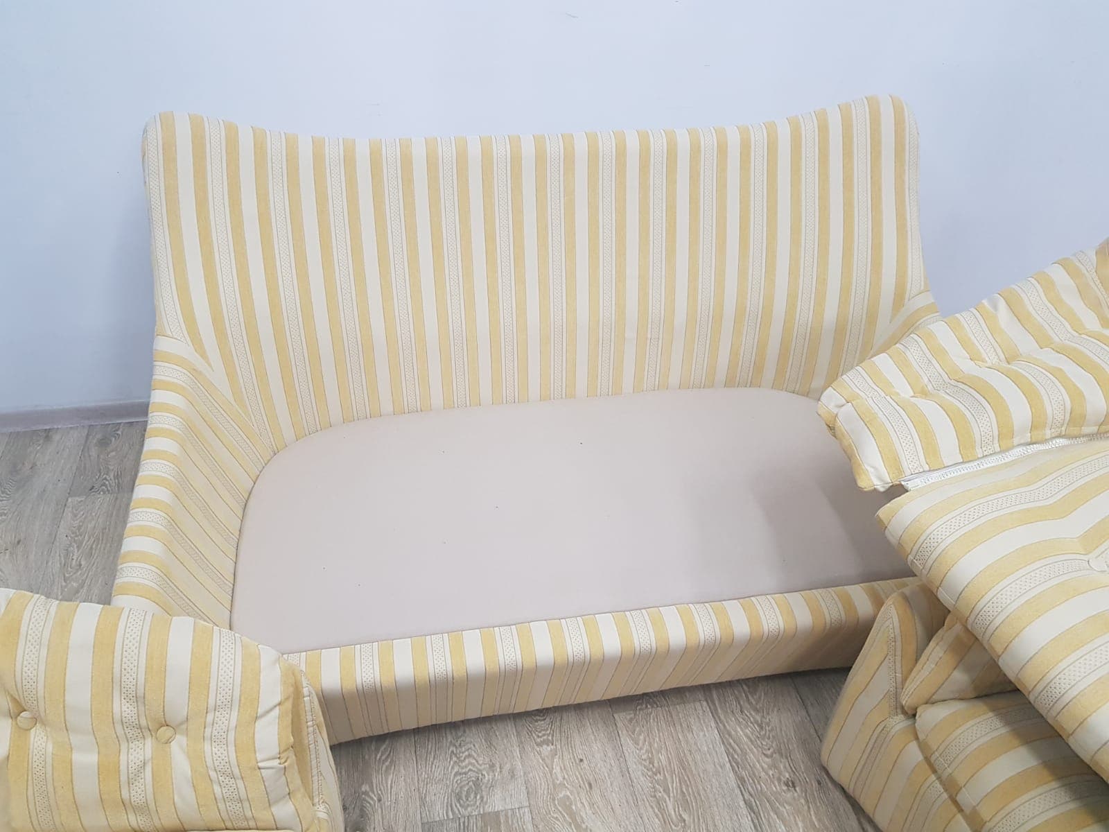 Space Age lounge set, beige yellow, synthetic fabric, Germany, 1960s - 350651