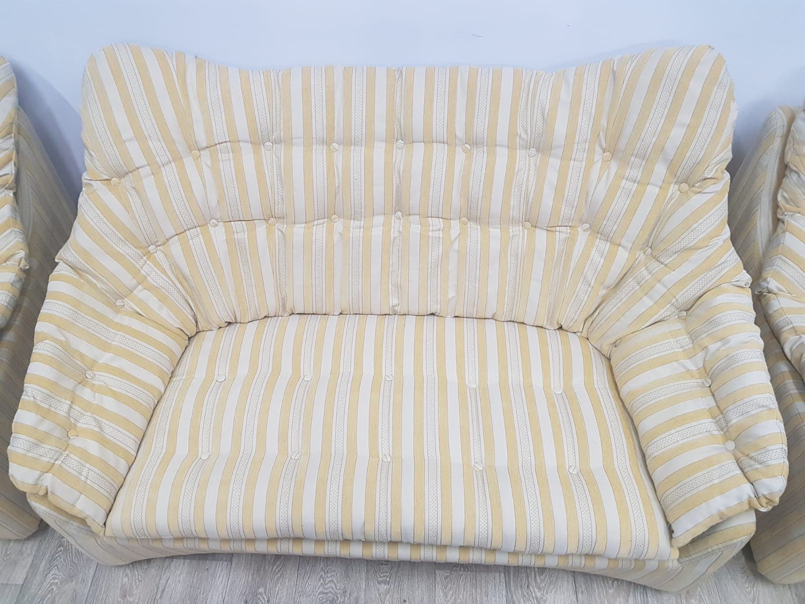 Space Age lounge set, beige yellow, synthetic fabric, Germany, 1960s - 350645