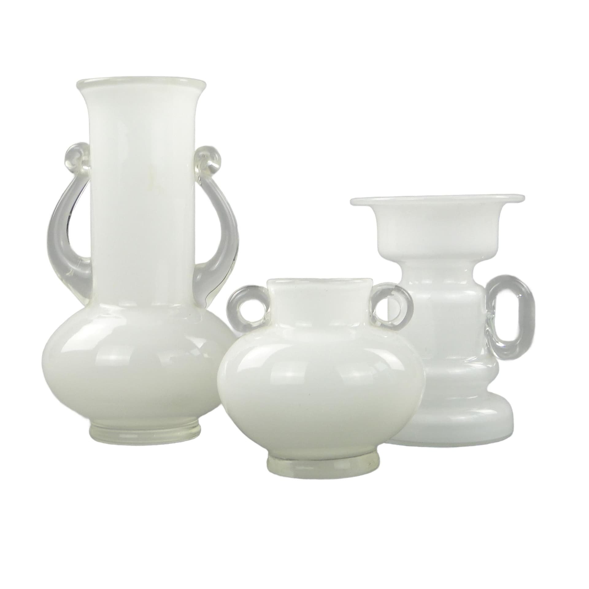 Candle holder, white transparent glass, by J. Słuczan-Orkusz, Poland, 1980s. - 350666