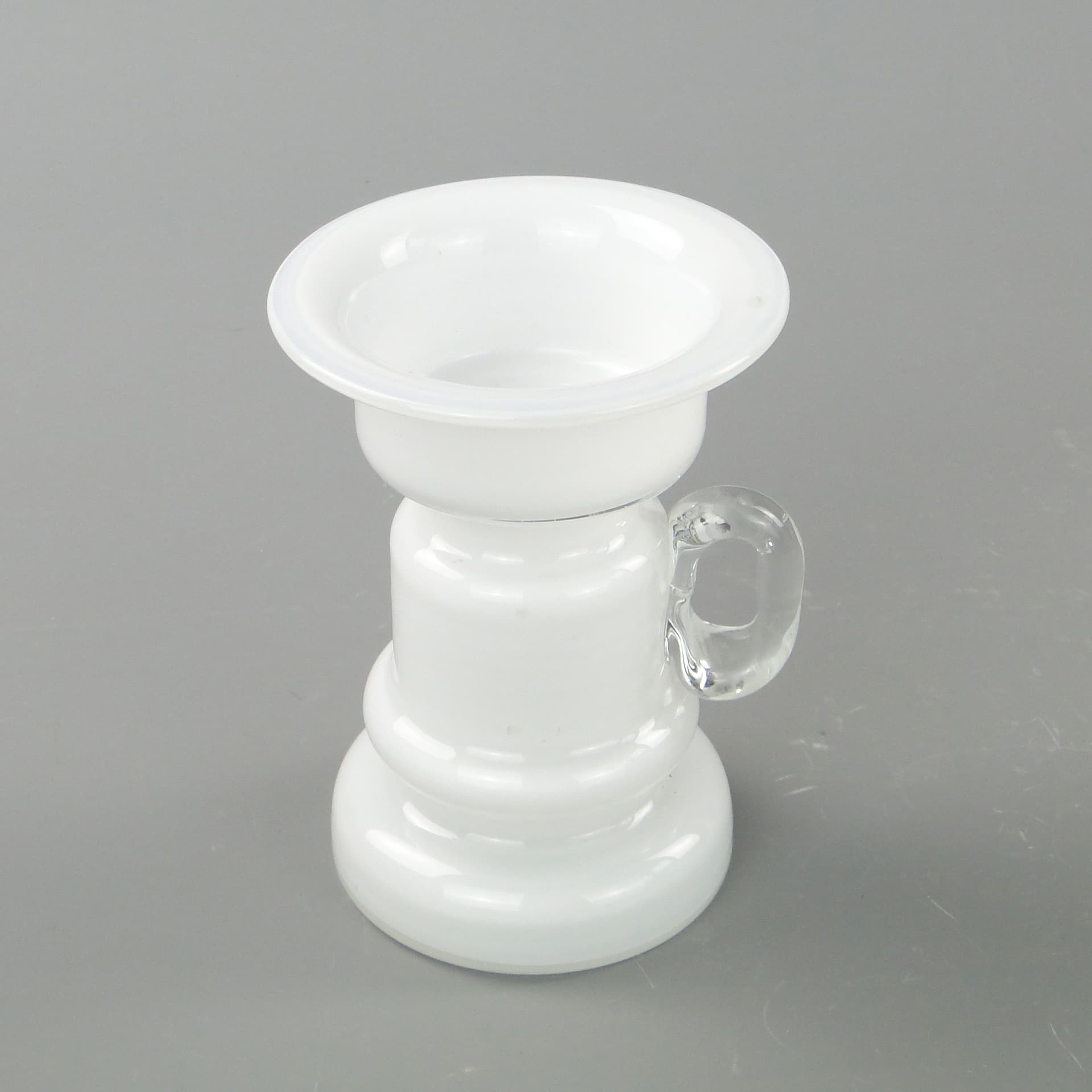 Candle holder, white transparent glass, by J. Słuczan-Orkusz, Poland, 1980s. - 350660