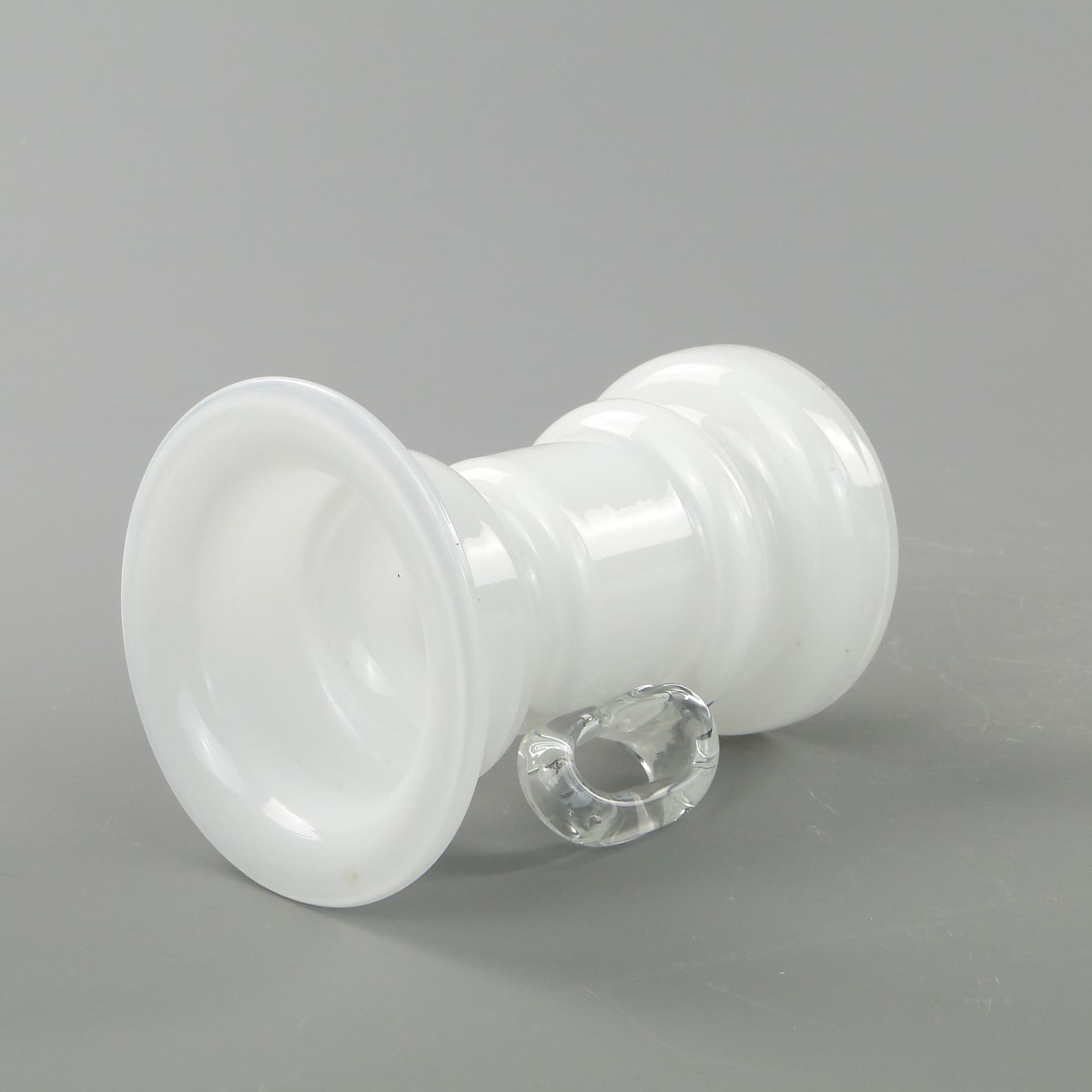 Candle holder, white transparent glass, by J. Słuczan-Orkusz, Poland, 1980s. - 350663