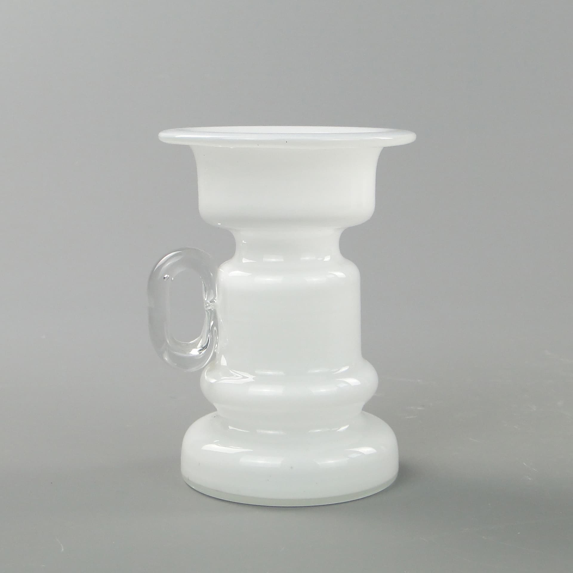 Candle holder, white transparent glass, by J. Słuczan-Orkusz, Poland, 1980s. - 350662