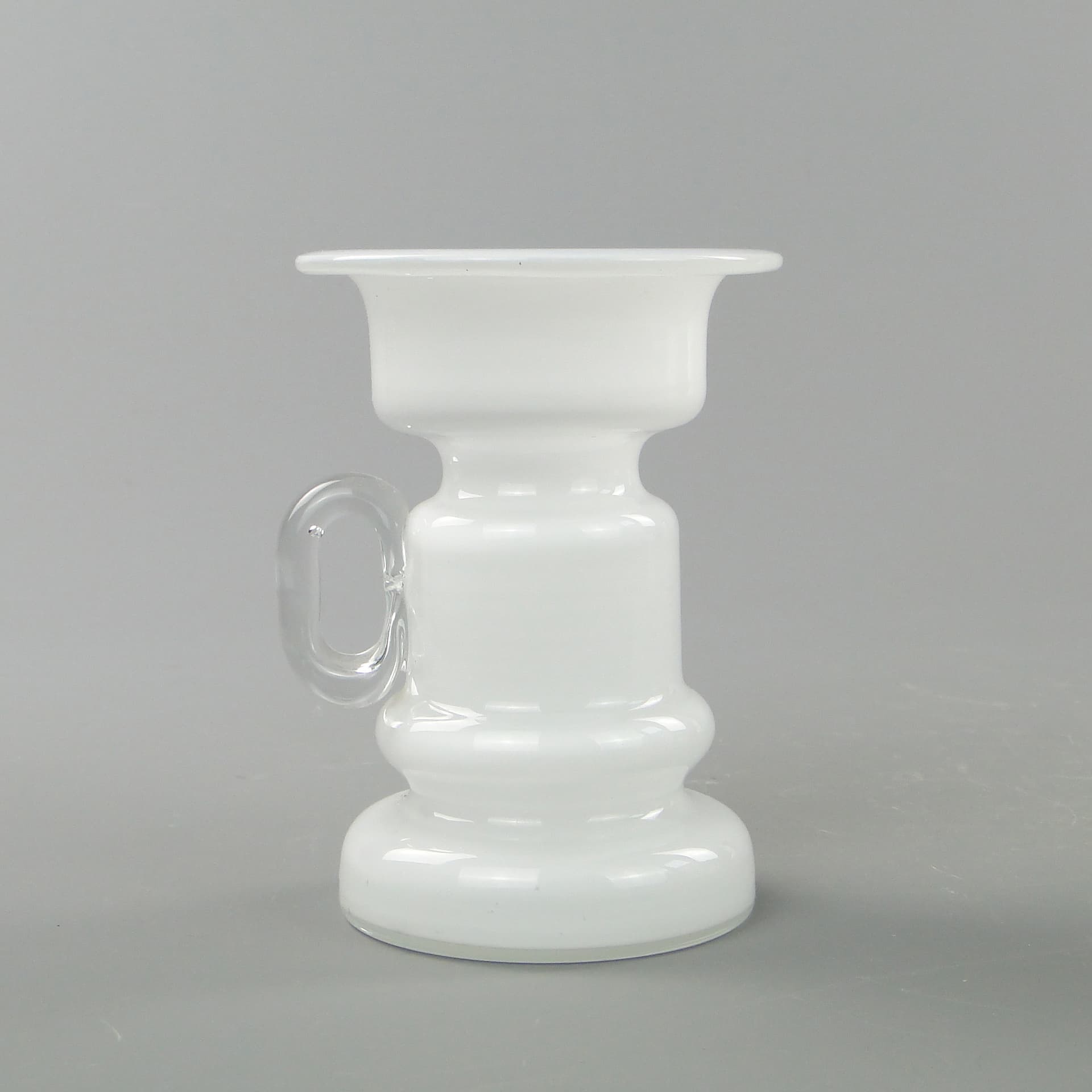 Candle holder, white transparent glass, by J. Słuczan-Orkusz, Poland, 1980s. - 350661