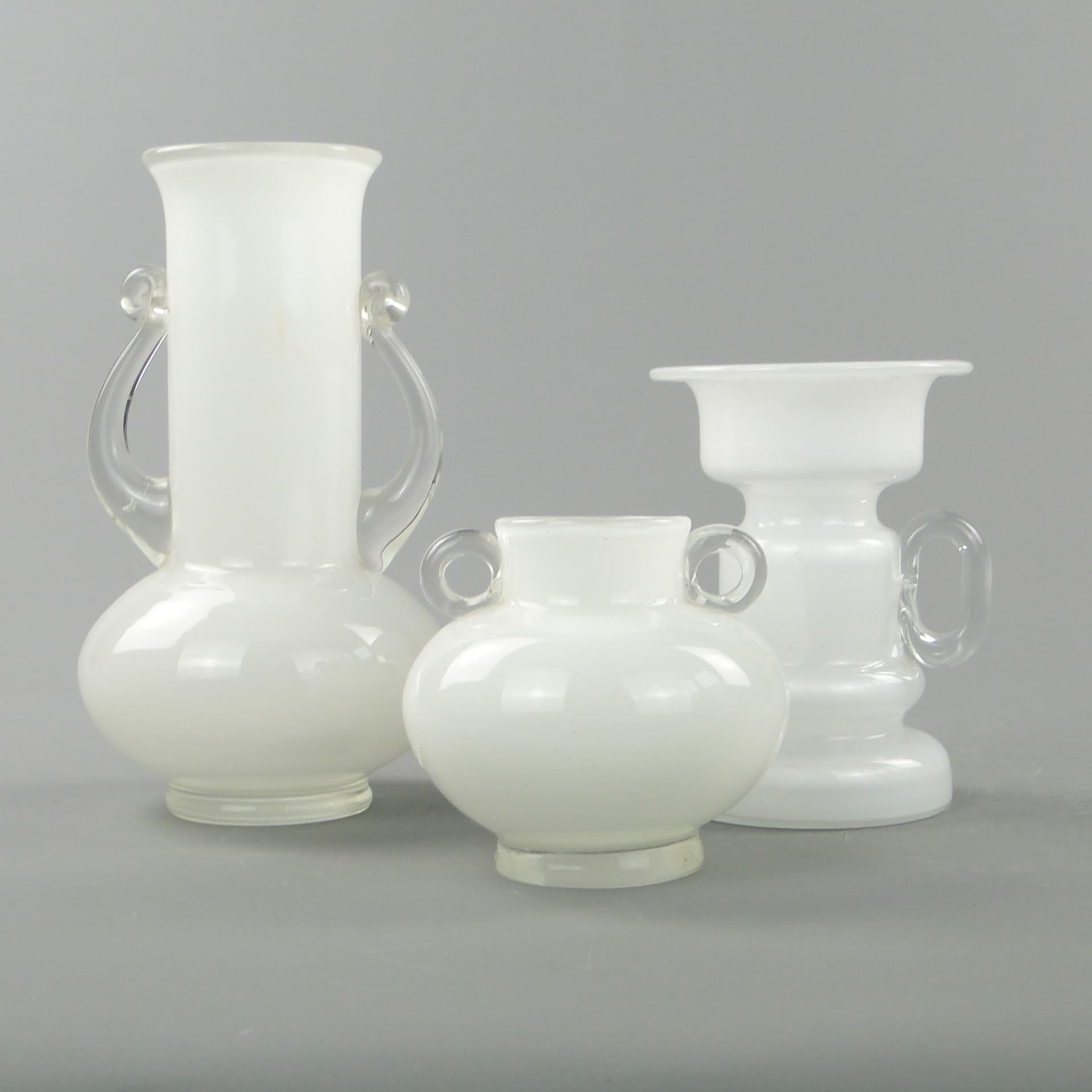 Candle holder, white transparent glass, by J. Słuczan-Orkusz, Poland, 1980s. - 350665