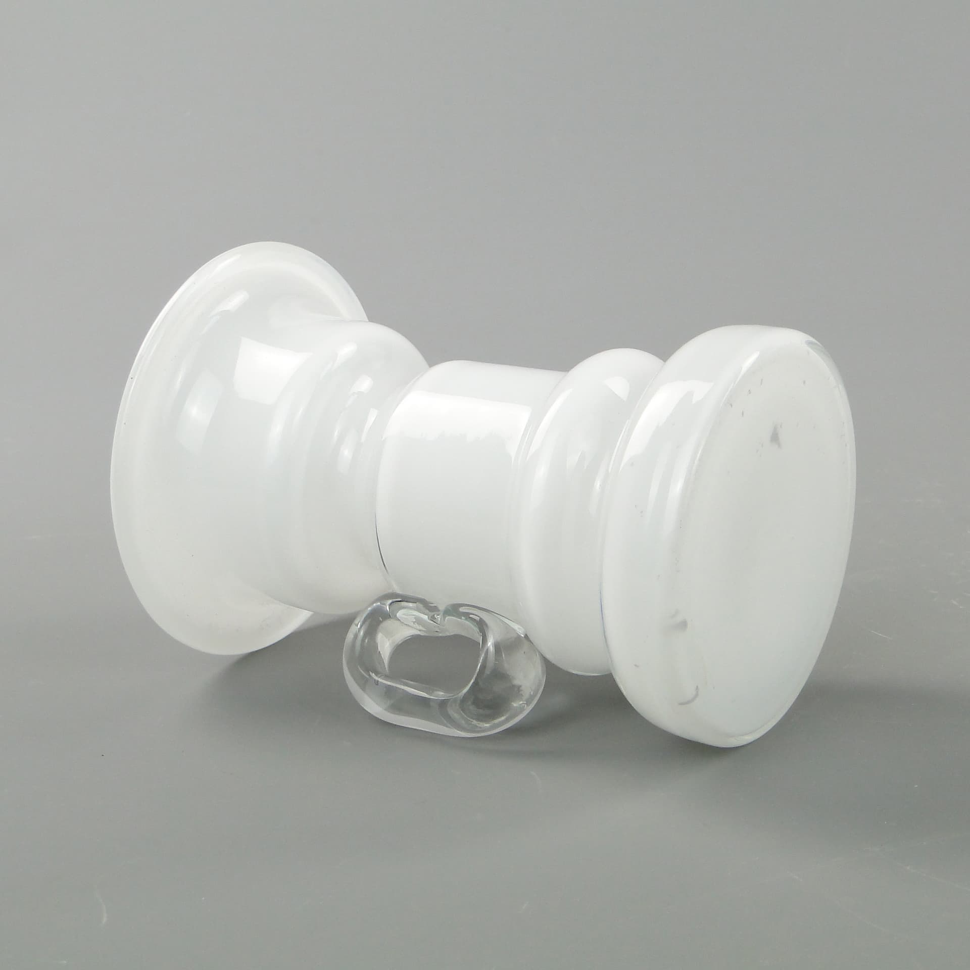 Candle holder, white transparent glass, by J. Słuczan-Orkusz, Poland, 1980s. - 350664