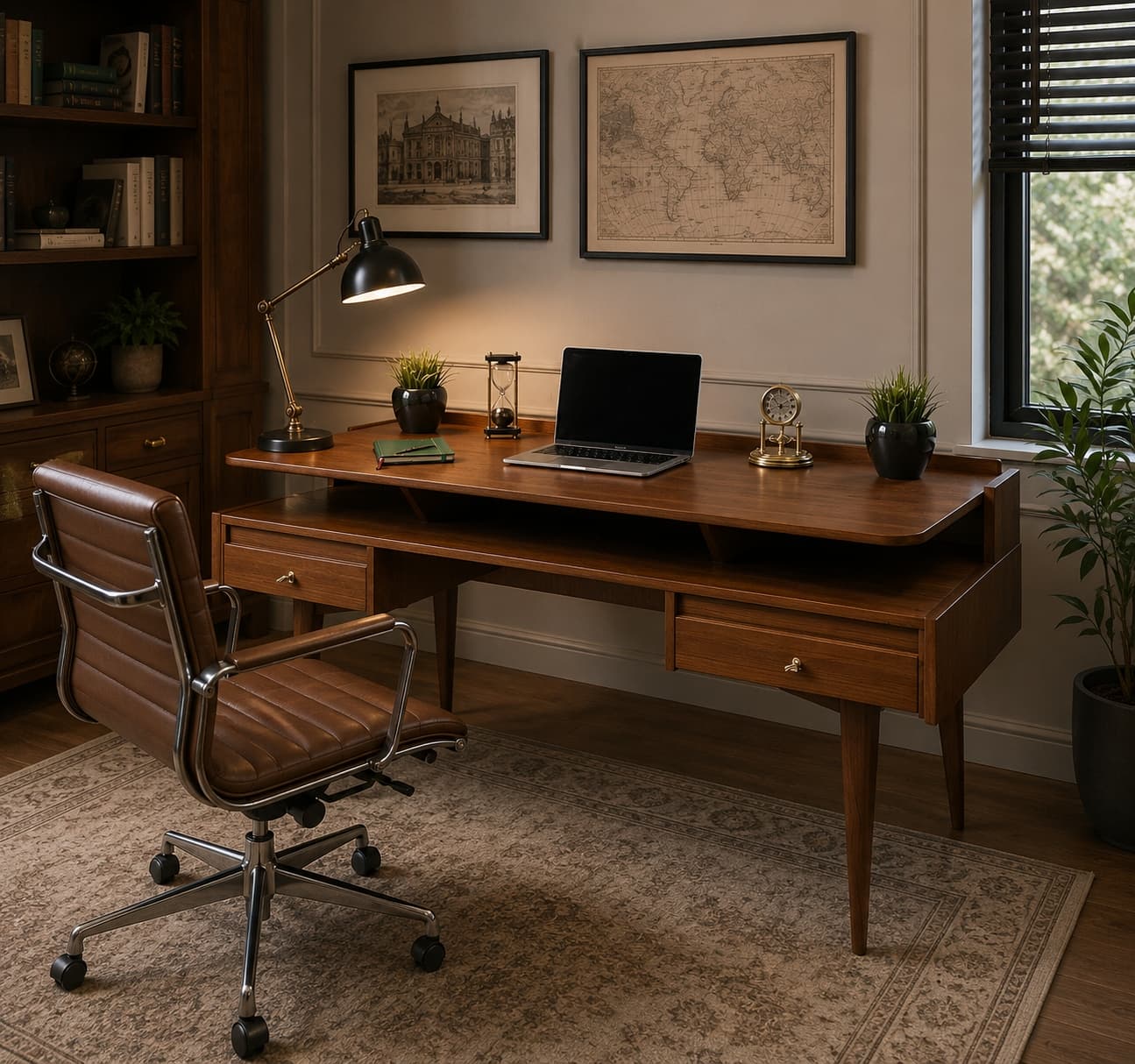 Desk, Mid-Century Modern, brown, teak, MM ARTE - 350745