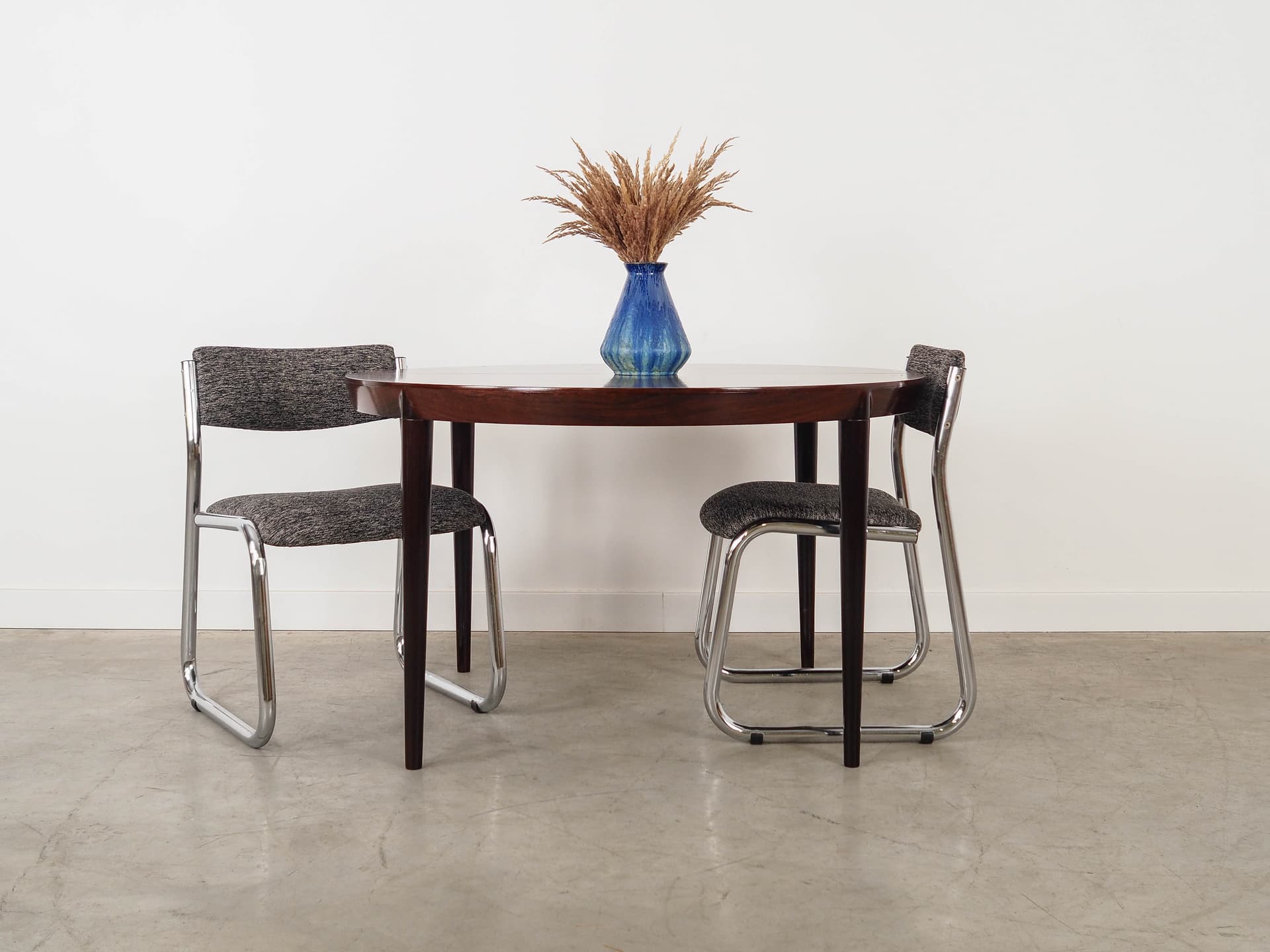 Round dining table, brown-red rosewood, by S. Hansen, Denmark, 1960s. - 350764