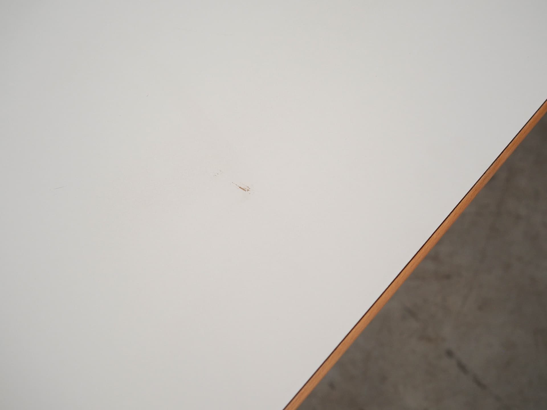 Rectangular table, white laminate, light wood, silver metal, Randers Møbelfabrik, Denmark, 2000 - 350816
