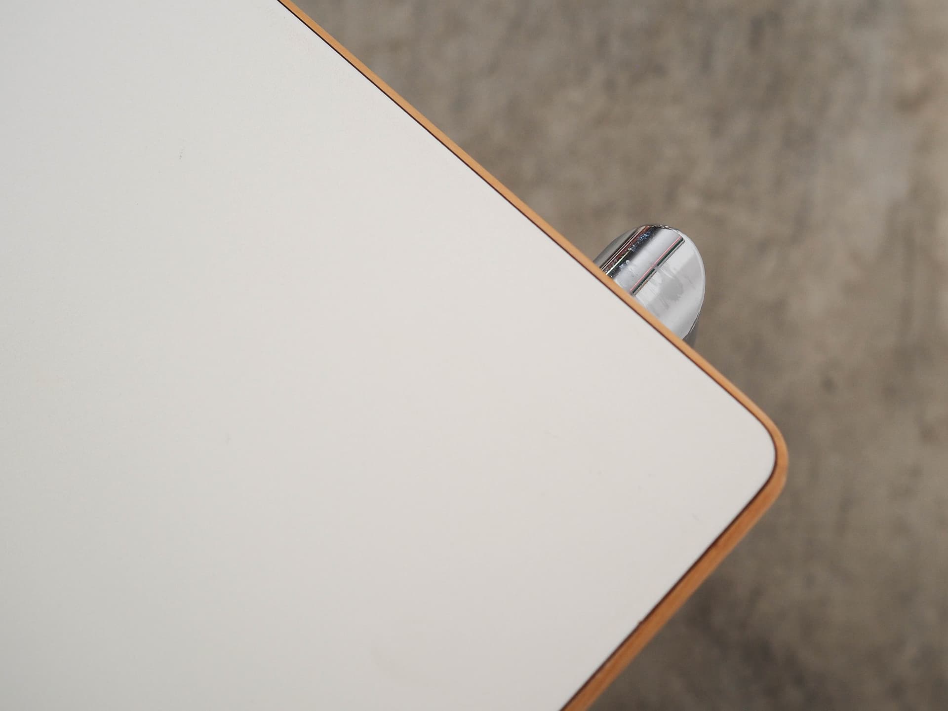 Rectangular table, white laminate, light wood, silver metal, Randers Møbelfabrik, Denmark, 2000 - 350817