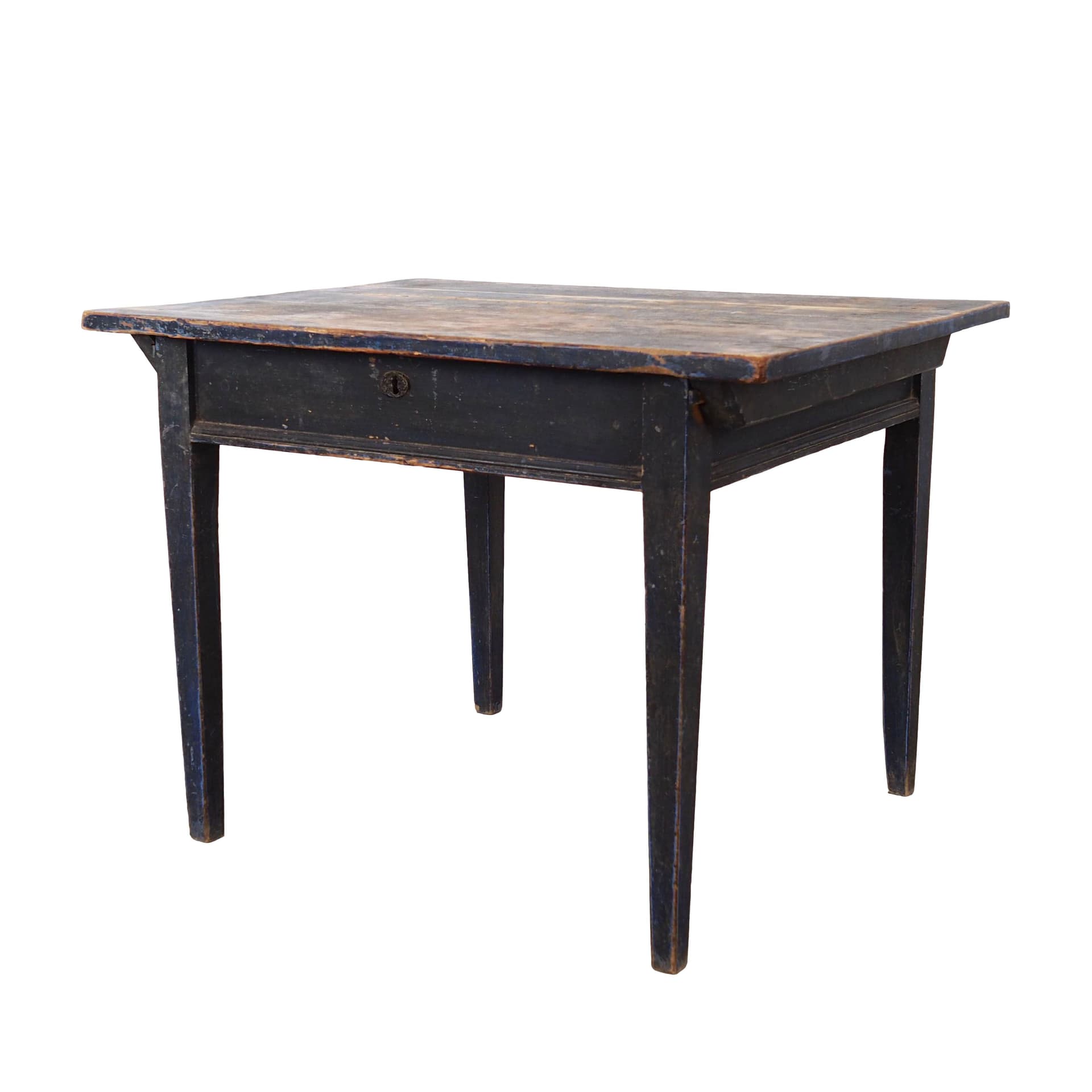 Rectangular table, black pine, Denmark, 1940s.