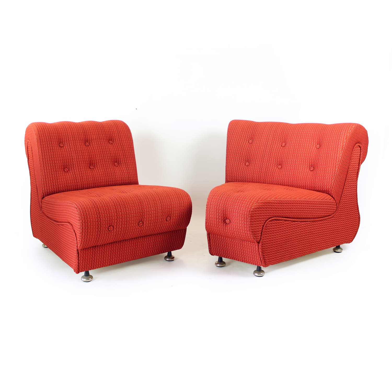 Set of four modular sofas Space Age, red fabric, Tatra Nabytok, Czechoslovakia, 1970s - 350866