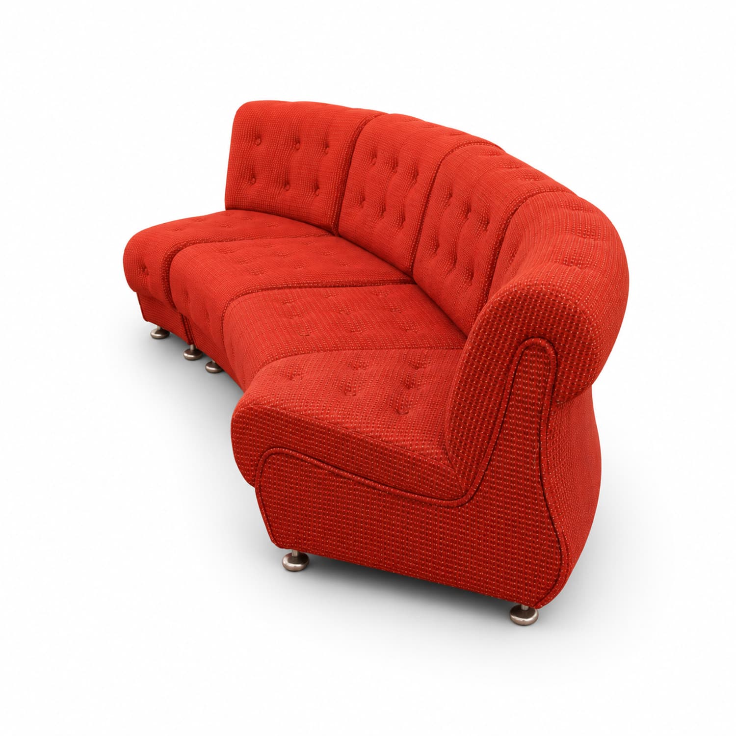 Set of four modular sofas Space Age, red fabric, Tatra Nabytok, Czechoslovakia, 1970s - 350876