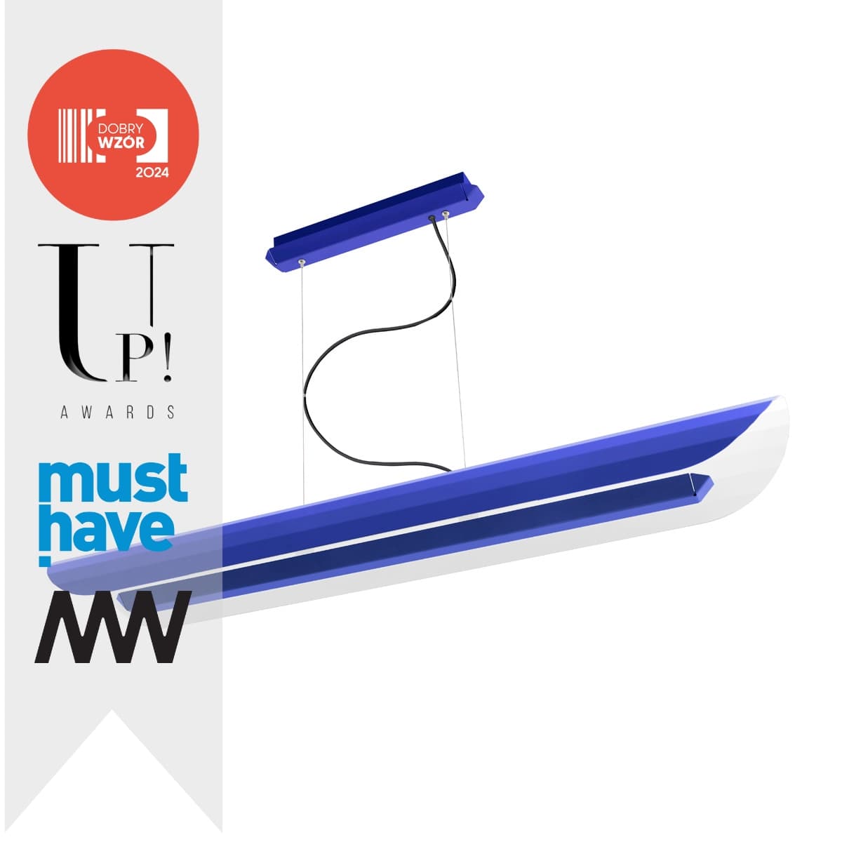 Lampa wisząca APOLIN 120 cm kobaltowy i biały, Kaspa x Grynasz Studio - 2841