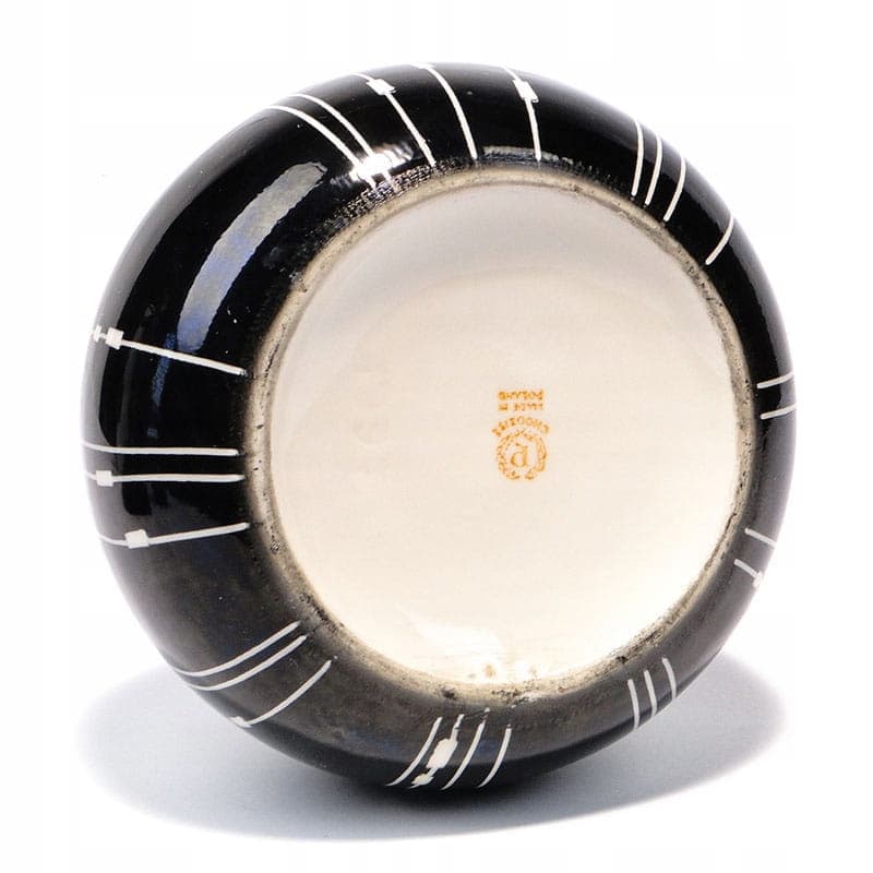 Wazon ikebana, czarny biały, porcelana, Chodzież, Polska, lata 50. - 351000