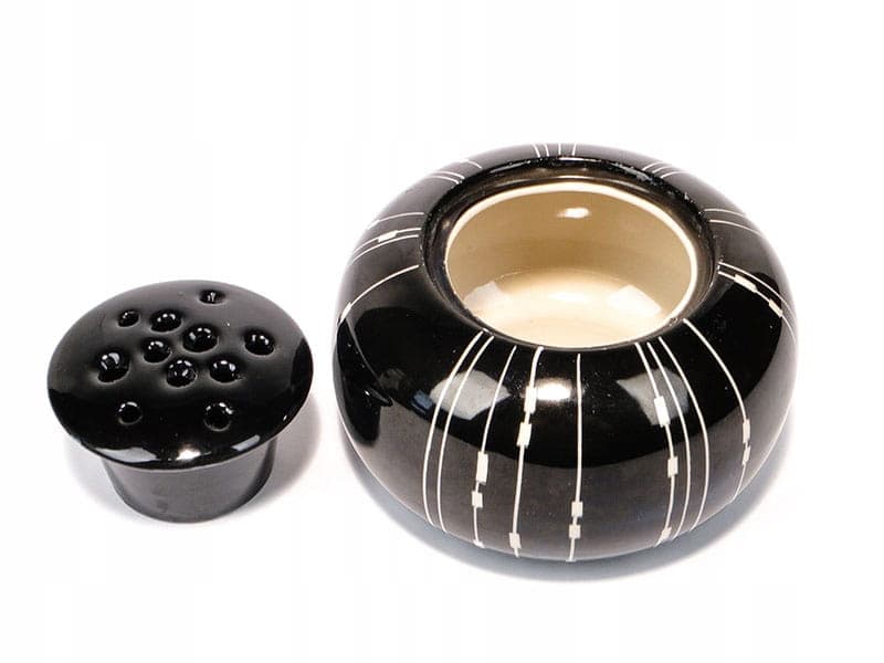 Wazon ikebana, czarny biały, porcelana, Chodzież, Polska, lata 50. - 350998