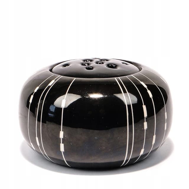 Wazon ikebana, czarny biały, porcelana, Chodzież, Polska, lata 50. - WYMIARY