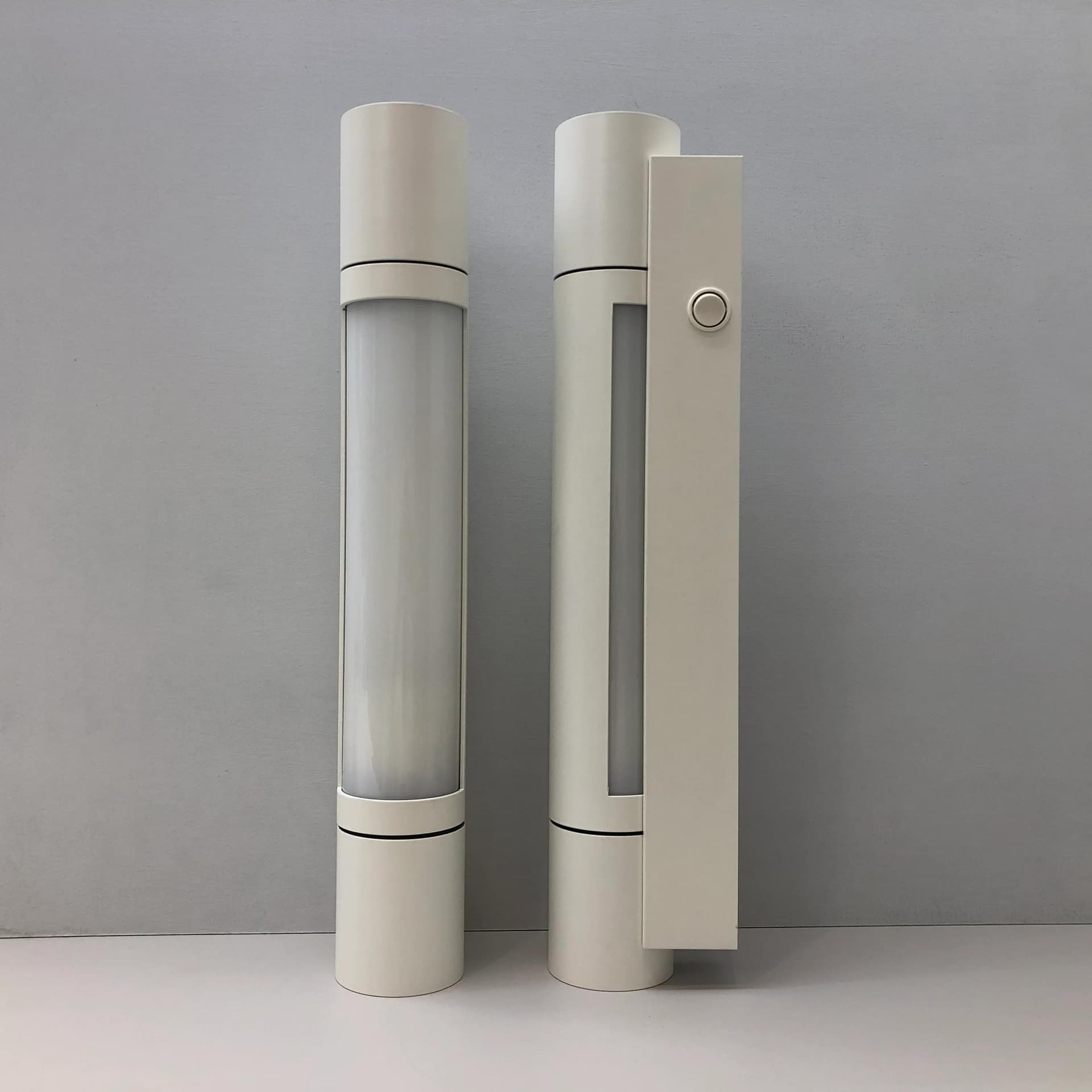 Para kinkietów 7132, biały, aluminium szkło, Glashütte Limburg, Niemcy, lata 90. - 25956