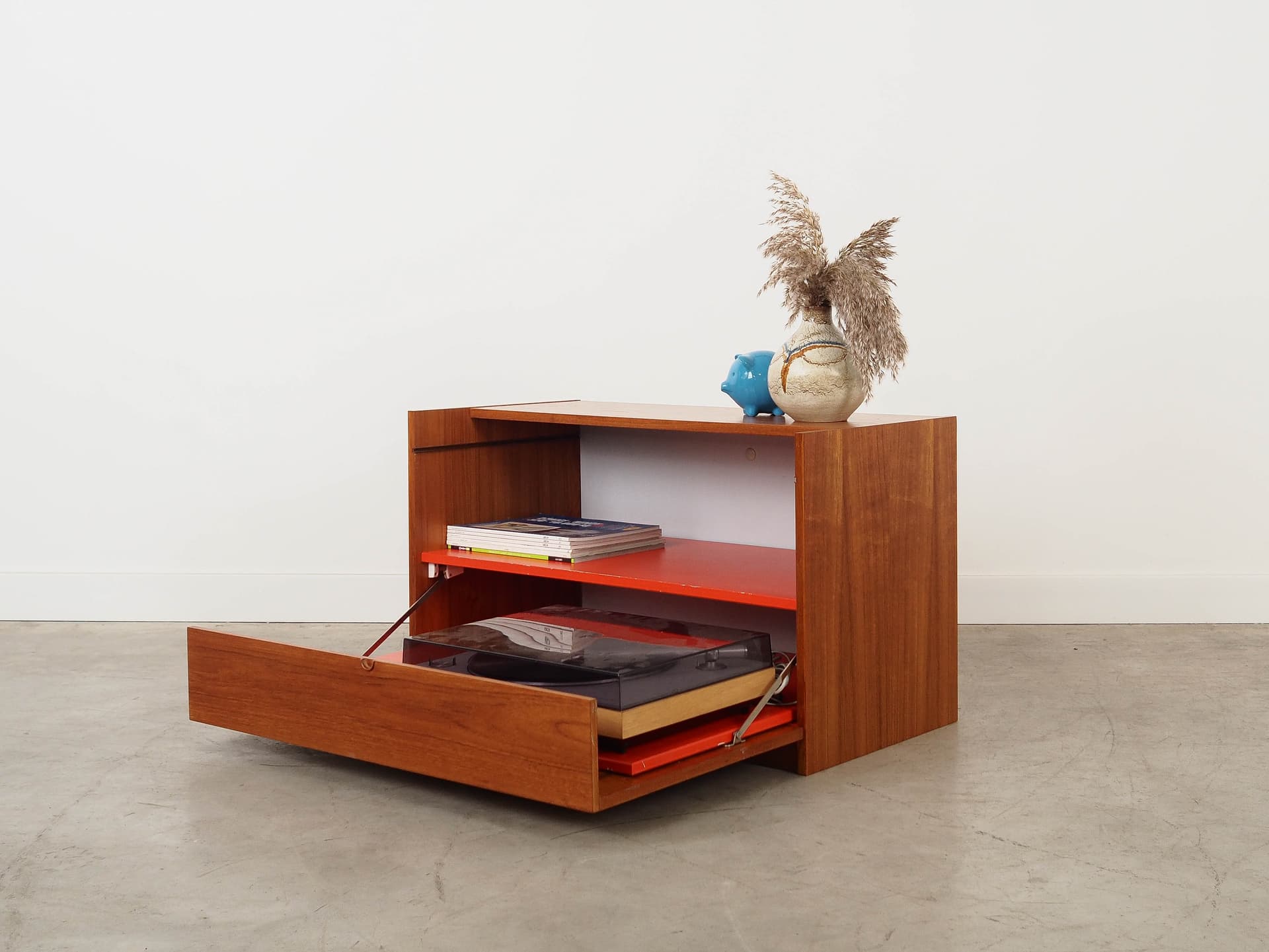Komoda na gramofon, teak brązowy, Dania, lata 70. - 351005