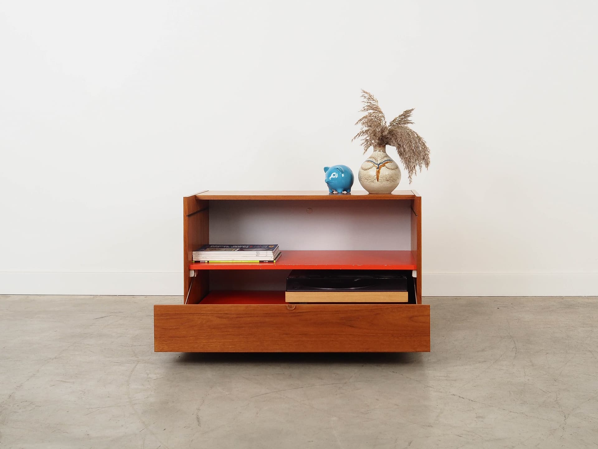 Komoda na gramofon, teak brązowy, Dania, lata 70. - 351003