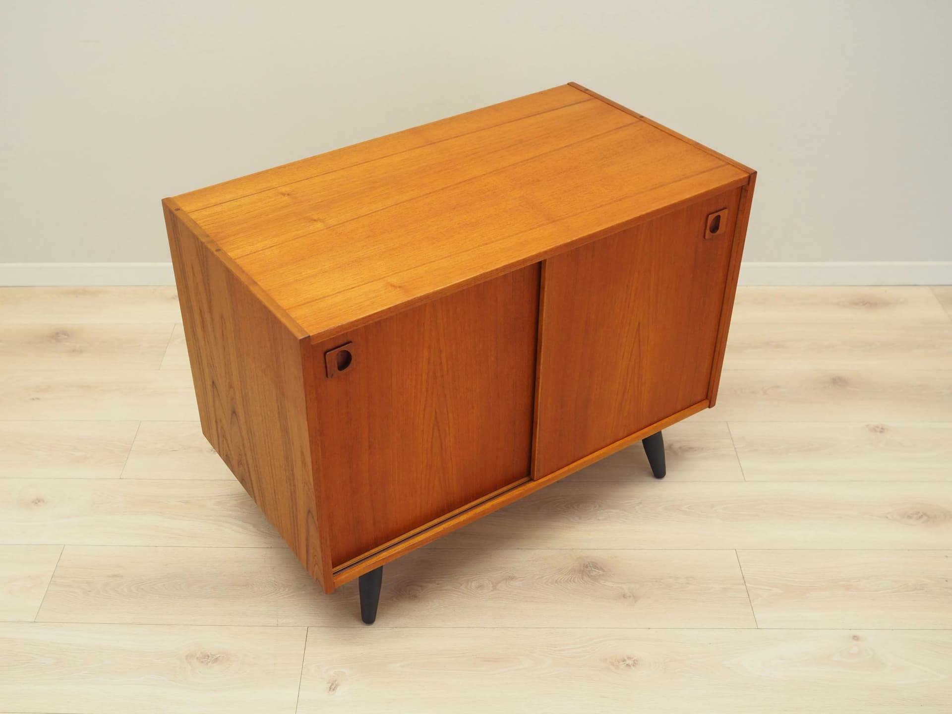 Cabinet, orange teak, black wood, Denmark, 1970s. - 26090